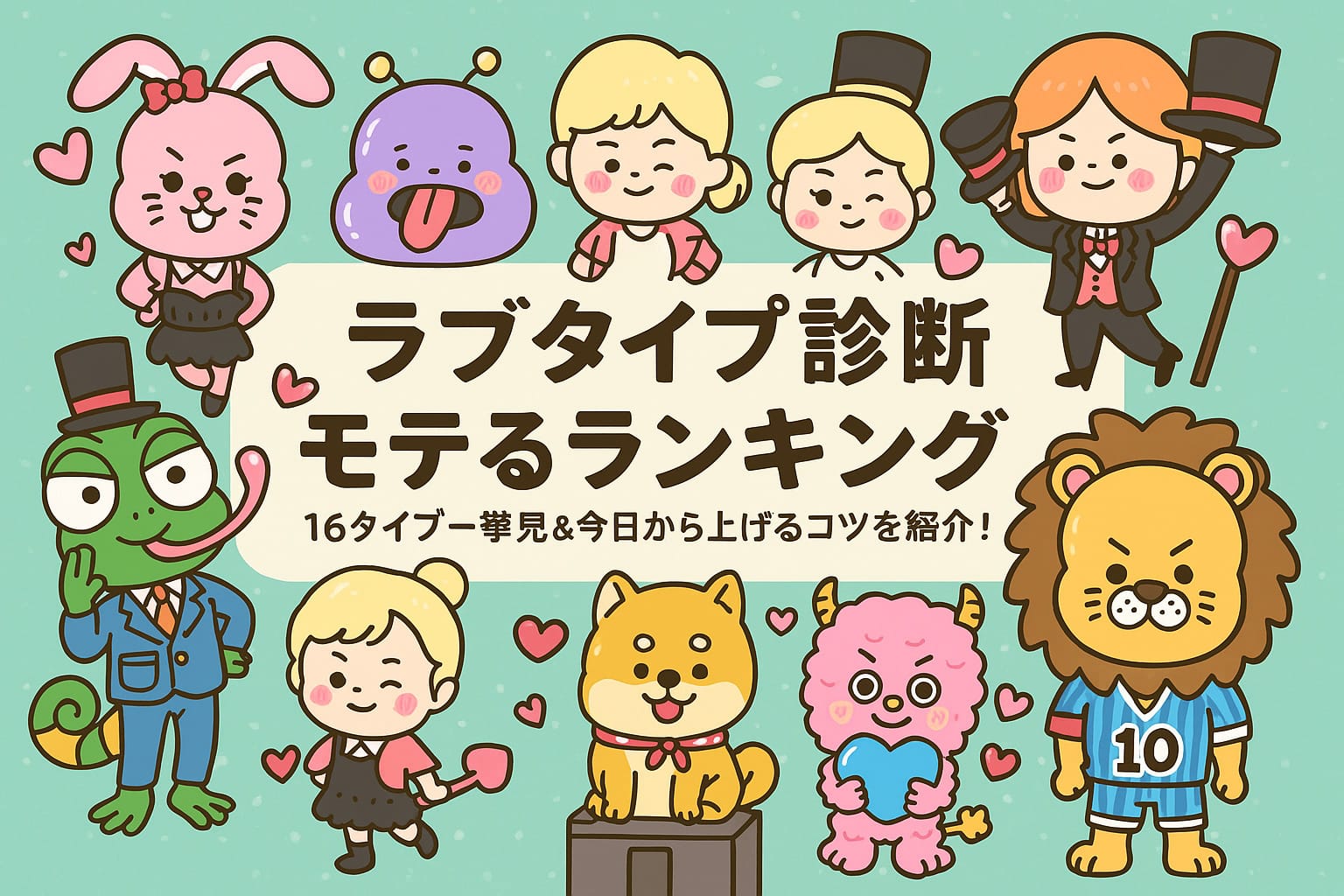 ラブタイプ診断 モテるランキング｜最下位はまさかのFA○○！？あなたは大丈夫？